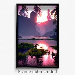 Pixel Art Poster - Warlike Pond (8 Bit Psychedelic Trippy Video Game Print)