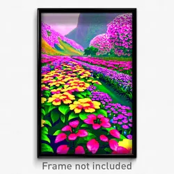Pixel Art Poster - Flowery Outland (8 Bit Psychedelic Trippy Video Game Print)