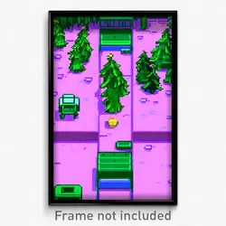 Pixel Art Poster - Evergreen Video Game (8 Bit Psychedelic Video Game Print)
