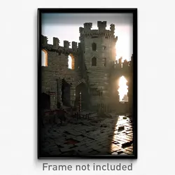 Pixel Art Poster - Damaged Battlements (8 Bit Psychedelic Video Game Print)