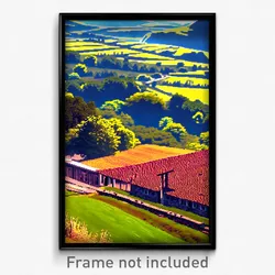 Pixel Art Poster - Rural Valley (8 Bit Psychedelic Trippy Video Game Print)