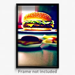 Pixel Art Poster - Neat Hamburger (8 Bit Psychedelic Trippy Video Game Print)