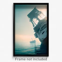 Pixel Art Poster - White Sea Wreck (8 Bit Psychedelic Trippy Video Game Print)