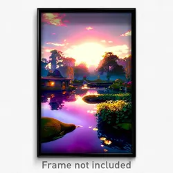Pixel Art Poster - Imaginative Pond (8 Bit Psychedelic Trippy Video Game Print)