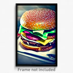 Pixel Art Poster - Unsightly Hamburger (8 Bit Psychedelic Video Game Print)