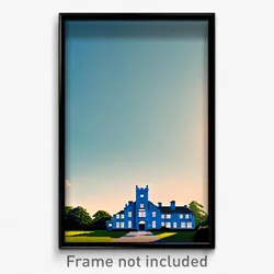 Pixel Art Poster - Sky Blue Rectory (8 Bit Psychedelic Trippy Video Game Print)