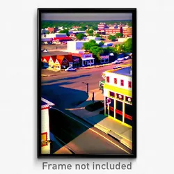 Pixel Art Poster - Normal American Town (8 Bit Psychedelic Video Game Print)