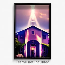 Pixel Art Poster - Angelic House (8 Bit Psychedelic Trippy Video Game Print)