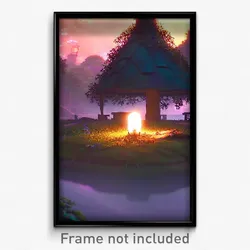Pixel Art Poster - Nocturnal Resting Place (8 Bit Psychedelic Video Game Print)