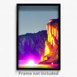 Pixel Art Poster - Mellow Cliff (8 Bit Psychedelic Trippy Video Game Print)