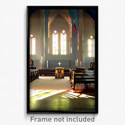 Pixel Art Poster - Lonely Synagogue (8 Bit Psychedelic Trippy Video Game Print)