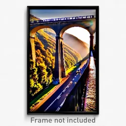 Pixel Art Poster - Ample Viaduct (8 Bit Psychedelic Trippy Video Game Print)