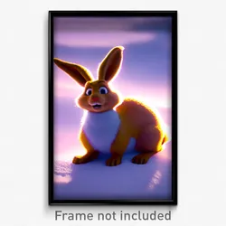 Pixel Art Poster - Frozen Rabbit (8 Bit Psychedelic Trippy Video Game Print)