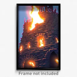 Pixel Art Poster - Thorny Furnace (8 Bit Psychedelic Trippy Video Game Print)