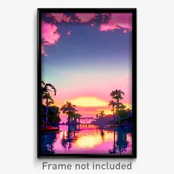 Pixel Art Poster - Outrageous Lagoon (8 Bit Psychedelic Trippy Video Game Print)