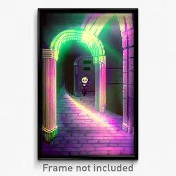 Pixel Art Poster - Crazy Crypt (8 Bit Psychedelic Trippy Weird Video Game Print)