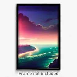 Pixel Art Poster - Bold Seascape (8 Bit Psychedelic Trippy Video Game Print)