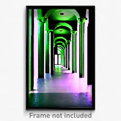 Pixel Art Poster - Green Colonnade (8 Bit Psychedelic Trippy Video Game Print)