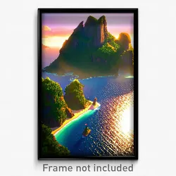 Pixel Art Poster - Majestic Isle (8 Bit Psychedelic Trippy Video Game Print)