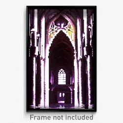 Pixel Art Poster - Acidic Abbey (8 Bit Psychedelic Trippy Video Game Print)
