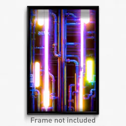 Pixel Art Poster - Crowded Pipes (8 Bit Psychedelic Trippy Video Game Print)