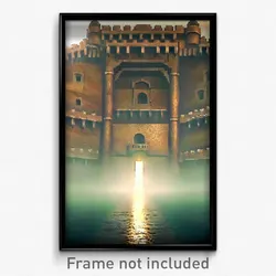 Pixel Art Poster - Wide Fort (8 Bit Psychedelic Trippy Weird Video Game Print)