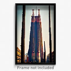 Pixel Art Poster - Tall Barcelona (8 Bit Psychedelic Trippy Video Game Print)