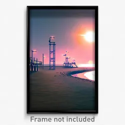 Pixel Art Poster - Steel Beach (8 Bit Psychedelic Trippy Weird Video Game Print)