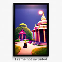 Pixel Art Poster - Oval Temple (8 Bit Psychedelic Trippy Weird Video Game Print)