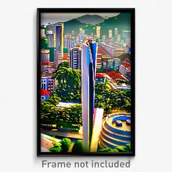 Pixel Art Poster - Tall Brazilian City (8 Bit Psychedelic Video Game Print)