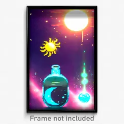 Pixel Art Poster - Liquid Sun And Moon (8 Bit Psychedelic Video Game Print)
