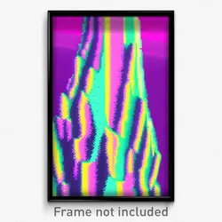 Pixel Art Poster - Glitch Art Ridge (8 Bit Psychedelic Trippy Video Game Print)