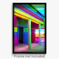 Pixel Art Poster - Multicolored Stable (8 Bit Psychedelic Video Game Print)