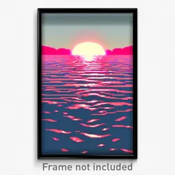 Pixel Art Poster - Rosy Seascape (8 Bit Psychedelic Trippy Video Game Print)