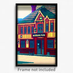 Pixel Art Poster - Warlike Pub (8 Bit Psychedelic Trippy Weird Video Game Print)