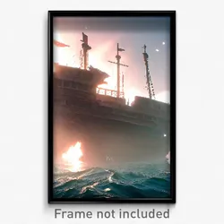 Pixel Art Poster - Outlandish Sea Wreck (8 Bit Psychedelic Video Game Print)