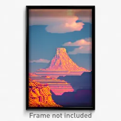 Pixel Art Poster - Villainous Butte (8 Bit Psychedelic Trippy Video Game Print)