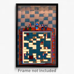 Pixel Art Poster - Gloomy Chess Board (8 Bit Psychedelic Video Game Print)