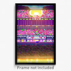 Pixel Art Poster - Flowery Stadium (8 Bit Psychedelic Trippy Video Game Print)