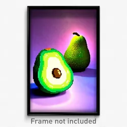 Pixel Art Poster - Flashy Avocado (8 Bit Psychedelic Trippy Video Game Print)