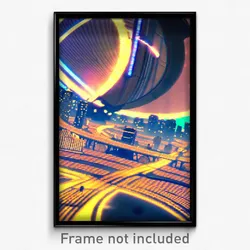 Pixel Art Poster - Circular Metropolis (8 Bit Psychedelic Video Game Print)