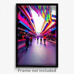 Pixel Art Poster - Flamboyant Mexican City (8 Bit Psychedelic Video Game Print)