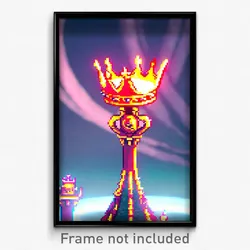 Pixel Art Poster - Warlike Crown (8 Bit Psychedelic Trippy Video Game Print)