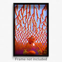 Pixel Art Poster - Orange Rookery (8 Bit Psychedelic Trippy Video Game Print)
