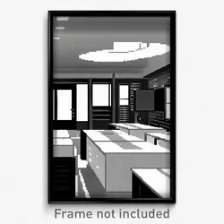 Pixel Art Poster - Black And White Classroom (8 Bit Video Game Print)