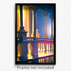 Pixel Art Poster - Watery Balustrade (8 Bit Psychedelic Trippy Video Game Print)