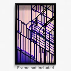 Pixel Art Poster - Complex Wire Frame Cartoon Architecture (8 Bit Print)