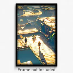 Pixel Art Poster - Pristine Settlement (8 Bit Psychedelic Video Game Print)