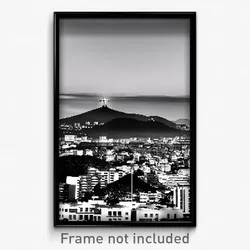 Pixel Art Poster - Colorless Brazilian City (8 Bit Psychedelic Video Game Print)