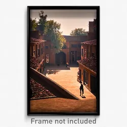 Pixel Art Poster - Brown Courtyard (8 Bit Psychedelic Trippy Video Game Print)